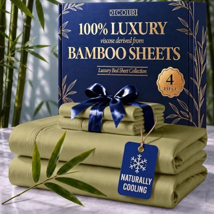 DECOLURE 100% Viscose Derived from Bamboo Sheets Full Size | 4 Pc Bed Set
