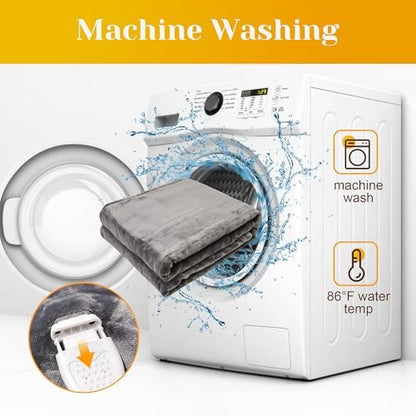 RoyalCraft Heated Blanket 50" x 60", Fast Heating Thorw with 10 Heating Levels & 0.5-12 Hour Auto-Off, ETL Certified, Machine Washable, 5 Year Warranty, Grey