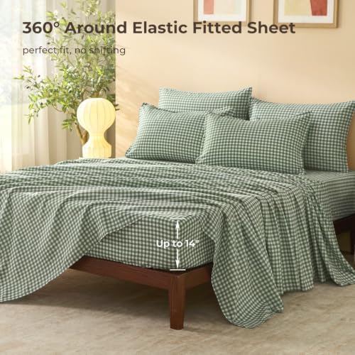 Litanika Forest Green Gingham King Comforter Set 7 Pieces