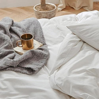 King Size Comforter Set 3 Piece, White, 90x104 inch