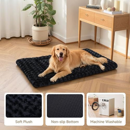 Exsnugy Washable Dog Bed Mat Large Size Fluffy Pet Crate Pad 48x30 XXL