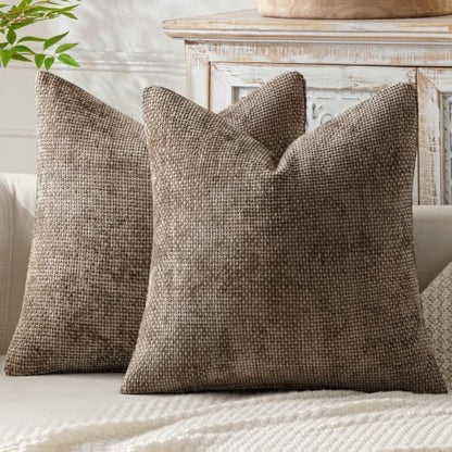 MIULEE Decorative Brown Euro Sham Pillow Covers 26x26 Inch 2 Pack