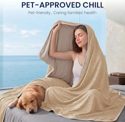 Topcee Cooling Blanket (90"x90"Queen Size) for Night Sweats Absorbs Heat to Keep Adults Cool on Warm Nights, Q-Max 0.5 Cooling Blankets for Hot Sleepers, Ultra-Cool Lightweight Blanket for Bed