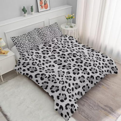 Grey Cheetah Print Comforter Set Twin, Leopard Bedding for Girls
