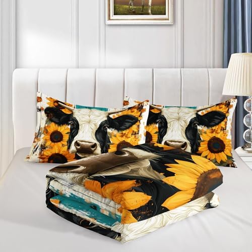 QOOMO Cow Kids Comforter Set Full Size