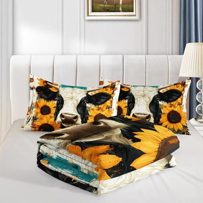 QOOMO Cow Kids Comforter Set Full Size