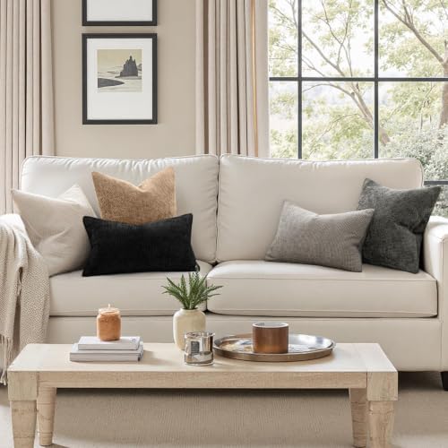 MIULEE Decorative Couch Throw Pillow Covers 20x20 Inch Khaki Camel 2 Pack