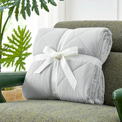 Cozy Bliss Cooling Blanket for Hot Sleepers Queen Size, Q-Max 0.45 Cooling Comfort, Cold Blankets for Night Sweats Sleeping, Ultra-Cool Lightweight Breathable Blanket for Bed, Mist Grey