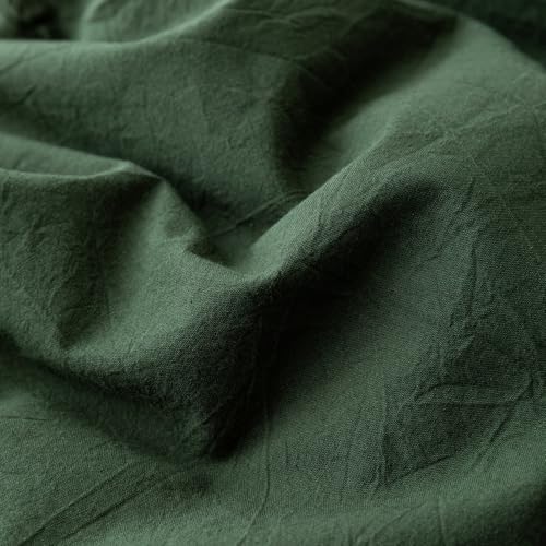JIYUAN Queen Washed Cotton Duvet Cover Set, 3-Piece, Relaxed Linen Feel