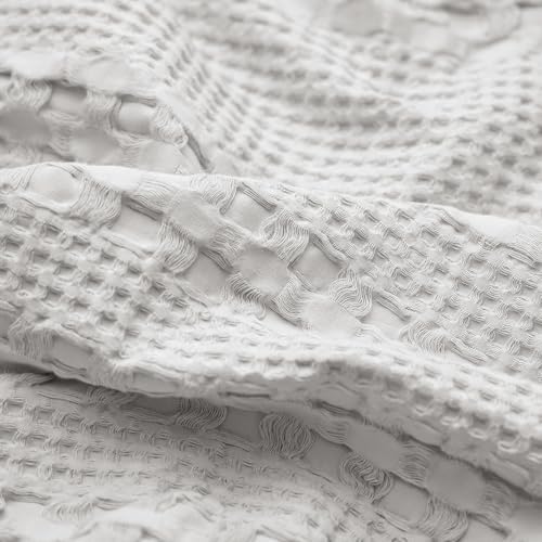 PHF Cotton Waffle Pillow Shams King Size 20" x 36", Light Grey, No Insert
