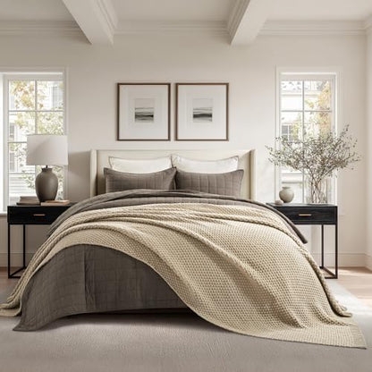 EVERGRACEHOME Chunky Chenille Knit Throw Blanket, 90 x 90, Sand Dune