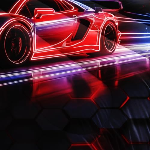 HOSIMA Honeycomb Geometric Race Car Full Comforter with 2 Pillowcases.