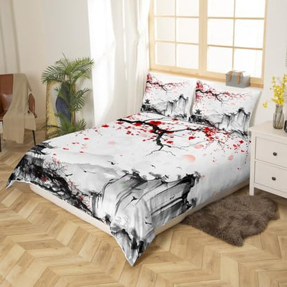 Feelyou Cherry Blossoms Duvet Cover Queen Size Boys Girls Teens