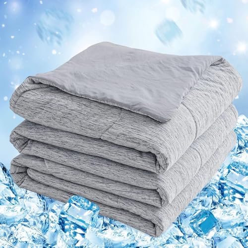 CHOSHOME Cooling Comforter Cooling Blanket, Q-Max 0.45 Cool Sleeping Summer Blanket for Hot Sleeper Night Sweats, Full 84" x 90", Grey
