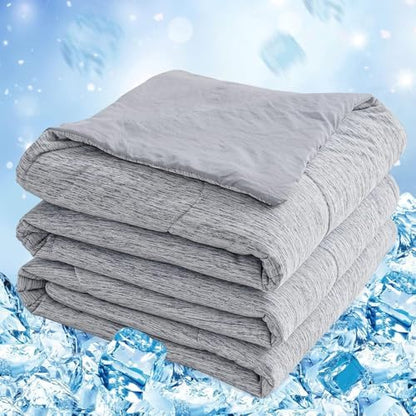 CHOSHOME Cooling Comforter Cooling Blanket, Q-Max 0.45 Cool Sleeping Summer Blanket for Hot Sleeper Night Sweats, Full 84" x 90", Grey