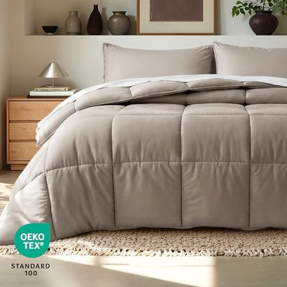 Bare Home Comforter Set - 1800 Ultra Soft (Oversized King, Khaki)