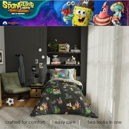 Spongebob Squarepants Movie Kids Bedding Set, Twin Size, Roblox UGC Reward Included – 5-Piece Super Soft Cozy Reversible Comforter & Sheet Set (Officially Licensed Product) by Franco