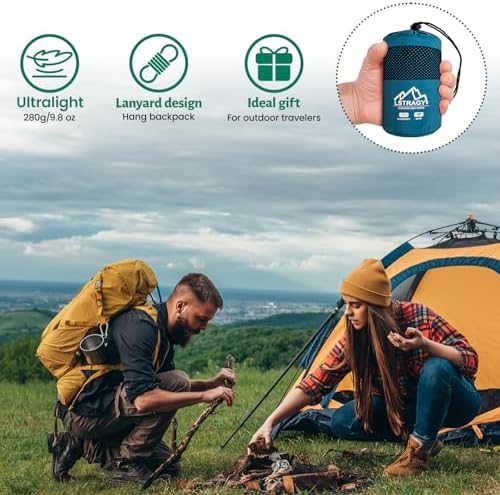 Ultralight Sleeping Bag Liner, Satin Sleep Sack, Comfy Breathable & Cooling & Silky Soft liner, Travel Sheets & Adult Sleep Sack with 2 Way Zipper, Ideal for Backpacking, Hotel, Camping, Hostels