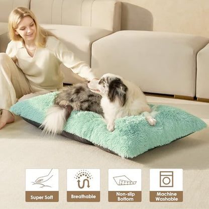 EHEYCIGA Fluffy Dog Crate Bed for Small Dogs, Plush Crate Pad, Apple Green