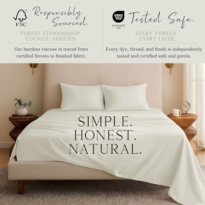 KARISSA MAE 6 Piece Luxury Bamboo Viscose Cal King Sheet Set, 4 Pillowcases