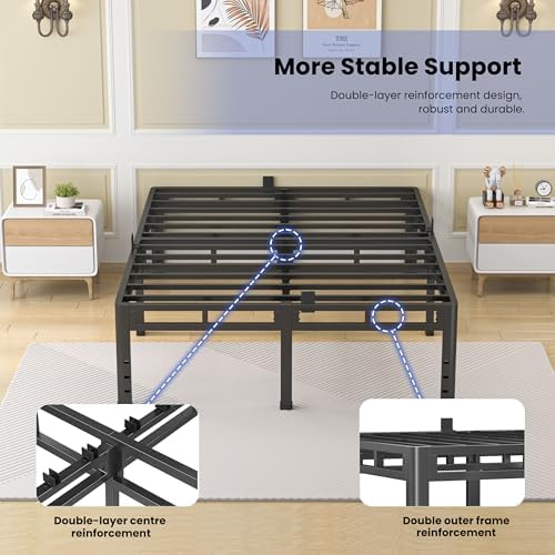 NKZ King Size Metal Platform Bed Frame, 24 Inch Dual-Layer Heavy Duty Base