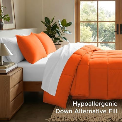 Bare Home Queen Comforter Set - 1800 Ultra Soft (Queen, Orange)