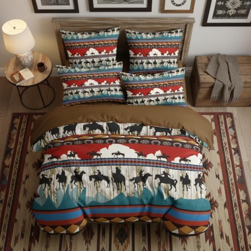 CCoutueChen Western Cowboy Comforter Set King, Rustic Horse Ranch Bedding
