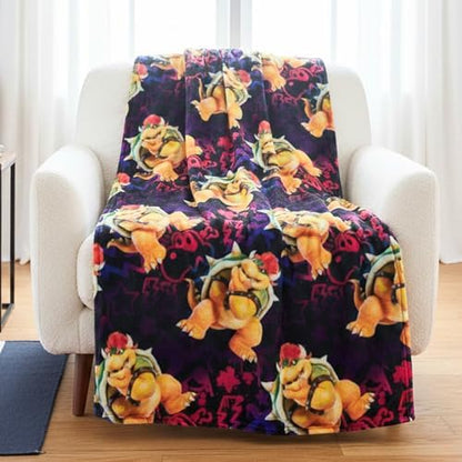 The Super Mario Galaxy Movie Kids Throw Blanket, Boswer Koopa, 46 in x 60 in Soft Cozy Decorative Blanket for Couch, Bed, or Gaming Room (Officially Licensed Product) by Franco