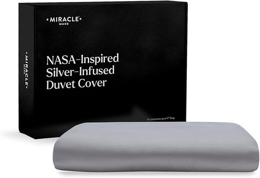 Miracle Made All-Season Cotton Duvet Cover – Water-Resistant, Lightweight, Breathable Bedding – Compatible with 3-Temperature Zone Comforter – King/Cali King, Stone