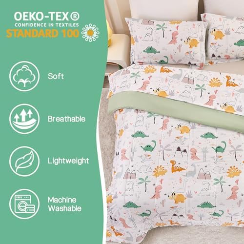 Yibeizi Dinosaur Kids Comforter Set Twin Bedding for Toddler Boys
