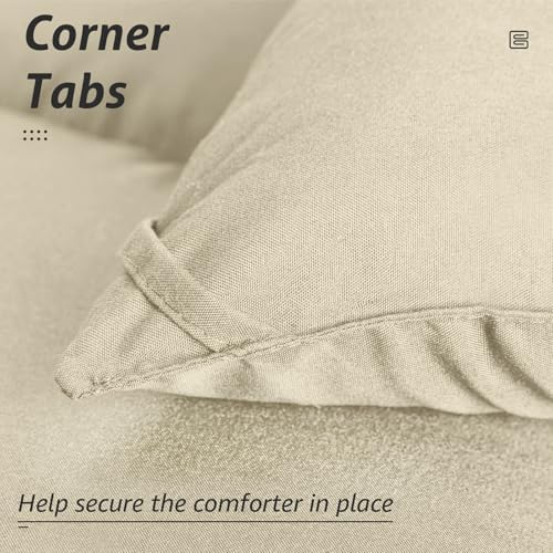 HYLEORY All Season California King Size Bed Comforter - Cooling Down Alternative Quilted Duvet Insert with Corner Tabs - Winter Warm - Machine Washable - Beige