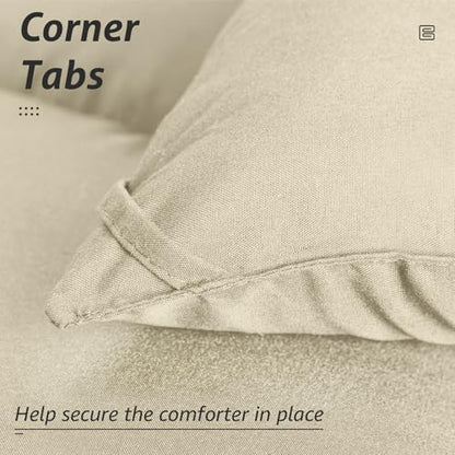 HYLEORY All Season California King Size Bed Comforter - Cooling Down Alternative Quilted Duvet Insert with Corner Tabs - Winter Warm - Machine Washable - Beige