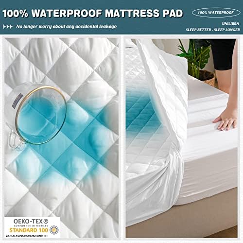 UNILIBRA Full XL Waterproof Mattress Pad Protector, 6-19 Inch Deep Pocket, Breathable Hollow Cotton Filling, Machine Washable, Stain Resistant, Soft and Noiseless, Deep Pocket Design