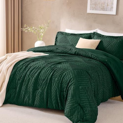 JOLLYVOGUE Twin/Twin XL Comforter Set, Boho Tufted 2PCS Bed Set, Green