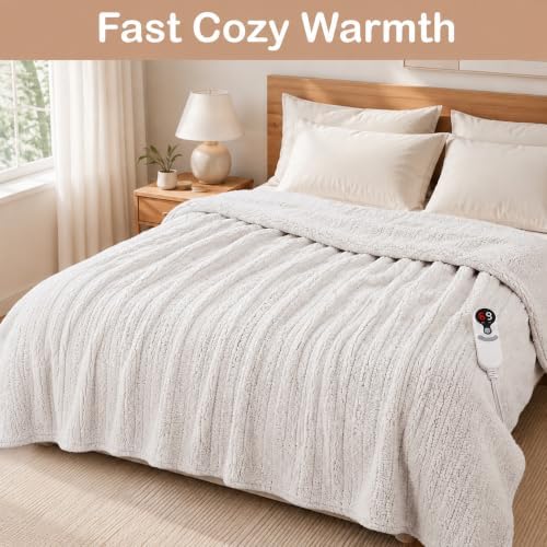 Eydna Electric Heated Blanket Full Size 72"×84" with 9 Heating Levels & 1-10Hs Auto Off，Double Sided Plush Sherpa, Energy Efficient, Machine Washable, Couch & Bed, Light Gradient Purple