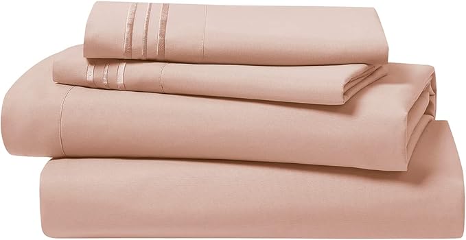 Clara Clark Bed Sheets, Premier 1800 Series 4 Piece Bed Sheet Set, Deep Pocket, Wrinkle, Fade, Stain Resistant, Luxury Soft Bedding Sheets & Pillowcases, California King, Peach