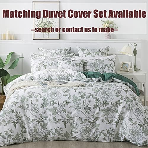 FADFAY Sheets Set Vintage White and Green Floral Bedding Elegant Peony Sheets Shabby Rose Farmhouse Bedding 100% Egyptian Cotton 800 Thread Count Deep Pocket Fitted Sheet 4Pcs, California King Size
