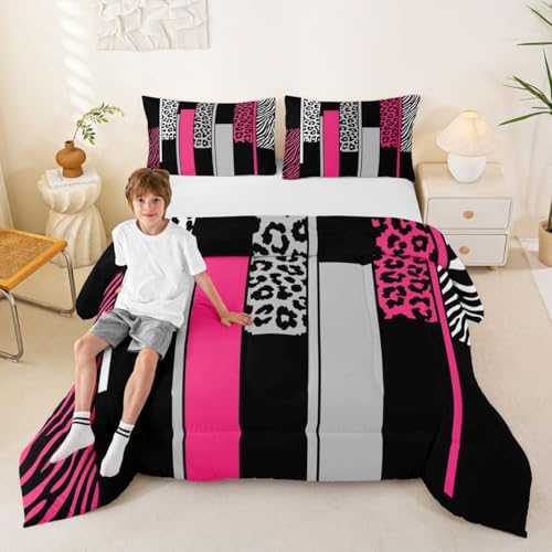 Feelyou Animal Print Ombre Leopard Comforter Set Full Size Kids Boys Girls