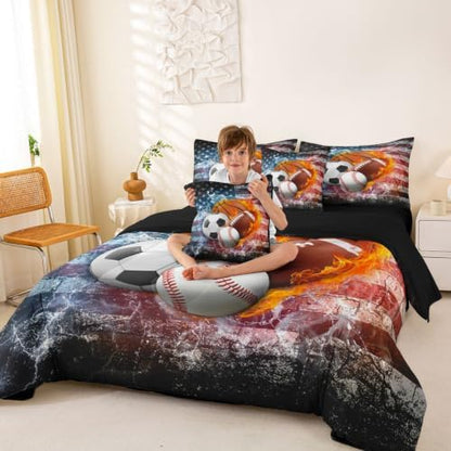 Erosebridal Sports Balls Full Bedding Set -