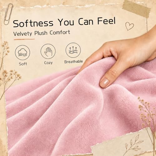 ReyyNio Electric Heated Blanket Queen Size 84"x90", Dual Controllers, Pink