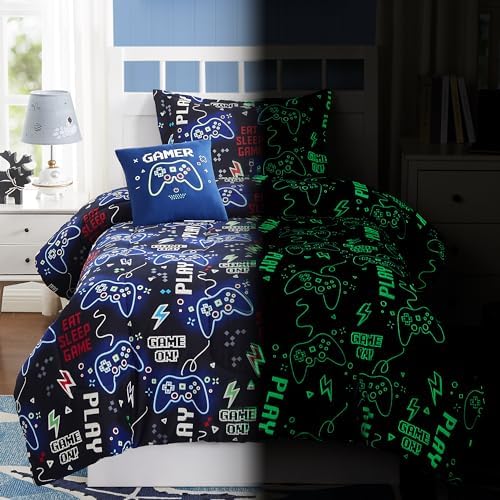Kids Queen Comforter Set - 4 Pieces Gamer Queen Bedding Sets for Boys