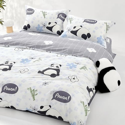 SAPHREAS Home Cute Duvet Cover 100% Cotton Cartoon Twin Comforter Cover Set 2pcs with Zipper Closure 1 Duvet Cover 1 Pillowsham Twin Size