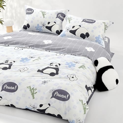 SAPHREAS Home Cute Duvet Cover Set 3pcs King Size Animal Comforter Cover 100% Cotton Duvet Cover Set 1 Duvet Cover 2 Pillow Shams(No Comforter)