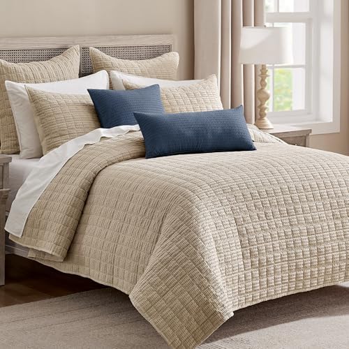 Levtex Home - Cloud Waffle Square Decorative Pillow - 20x20in - Textured Waffle Weave - Navy Blue - Polyester Filled - Cotton Solid Back - Zipper Closure