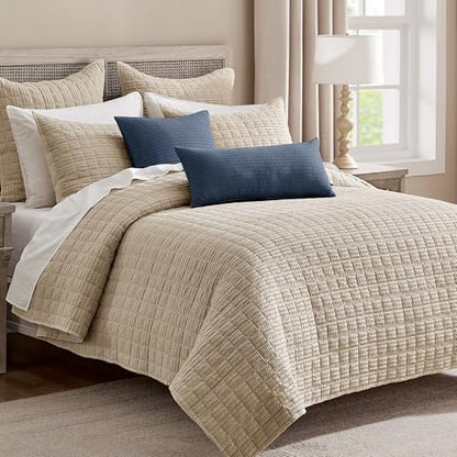 Levtex Home - Cloud Waffle Square Decorative Pillow - 20x20in - Textured Waffle Weave - Navy Blue - Polyester Filled - Cotton Solid Back - Zipper Closure