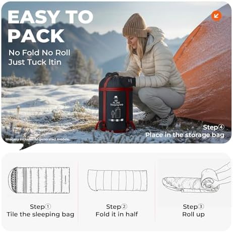 Cotton Flannel XXL Winter Sleeping Bags for Adults Big and Tall,Cold Weather 90x39 Inch Camping Sleep Bag,Waterproof Machine Washable 4 Season Outdoor Camping Gear,2-Way Zipper