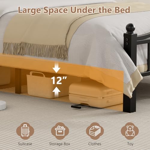 Metal Full Size Bed Frame with Headboard