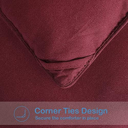 EASELAND Full Size Down Alternative Comforter, Burgundy, 82x86 Inches