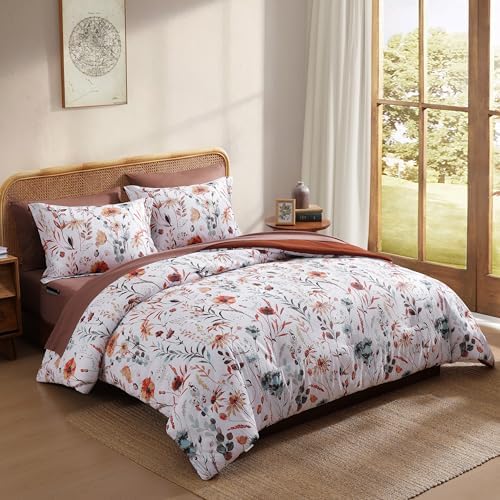 Full Size Comforter Sets - 7 Pieces Floral Bed in a Bag Full Bedding Set
