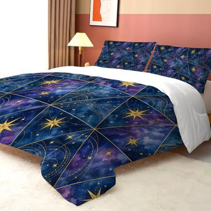 Celestial Comforter Set King, Geometric Bedding for Teens Girls
